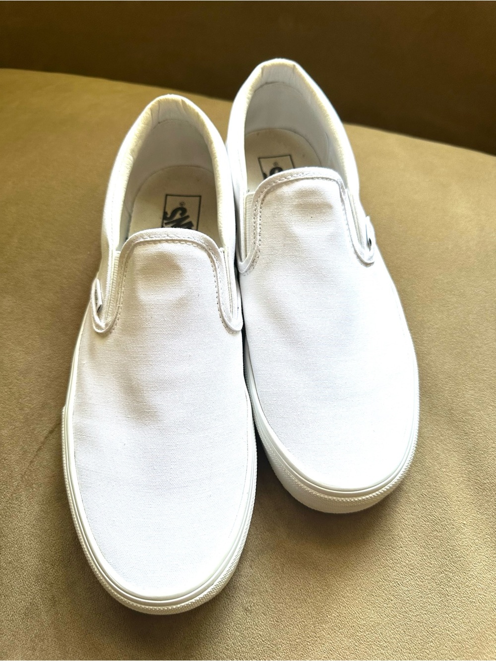 VANS White Slip-On Canvas Shoes Sneakers